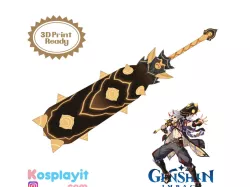Itto Mace 3D Model - File Divided for 3D Printing - Genshin Impact Cosplay - Itto Cosplay - 3D Print Ready