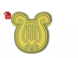 Kawaii Cupid's Harp Cookie Cutter and Stamp STL FILE