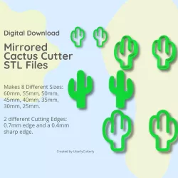 Mirrored Cactus Cutter - Tropical Summer STL Digital File Download- 8 sizes and 2 Cutter Versions