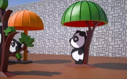 Panda standing watermelon