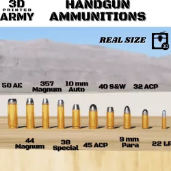 Set of Handgun cartridge - 357 and 44 magnum - 22LR -50 AE -etc...