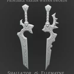 Varian Wrynn's swords Shalla'tor and Ellemayne twin blades printable model