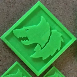 Abstract wolf head, 2D extrusion, useful to stamp on other 3D objects
