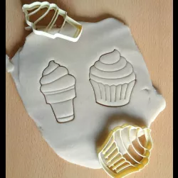 Cream ice cream and cupcake muffin - cookie cutter, doug, clay