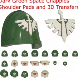 Dark Green Space Chappies Shoulder Pads and 3D transfers - Now with more pads