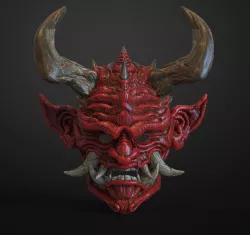 Japanese Hannya Mask Oni Demon Mask Samurai Mask 3D print model