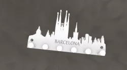 Key Holder Skyline Barcelona print in place