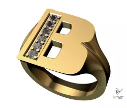 Letter B Seal Jewelry with Gems