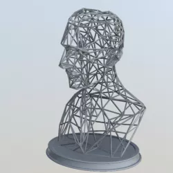 NIKOLA TESLA BUST WIREFRAME VORONOI WIREMESH MESH