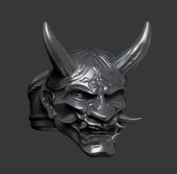Ring Hannya Oni Demon Mask 3D print model