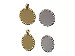 Round and ovale engravable pendants with bead pattern halo 3D print model