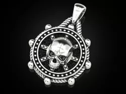 Ships rudder and skull pendant