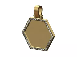 Simple hexagonal memory picture pendant with bail 3D print model