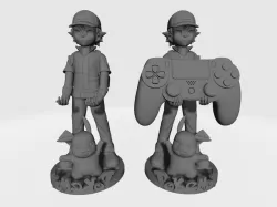 SOPORTE TELEFONO Y JOYSTICK  ASH Y PIKACHU POKEMON SCUTTLE CHARMANDER BULBASAUR