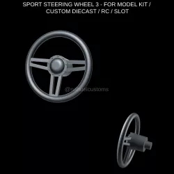 SPORT STEERING WHEEL 3 - FOR MODEL KIT / CUSTOM DIECAST / RC / SLOT