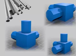 Raccord 3,4, voies cube plat - 3, 4 ways connector flat cube - PVC 20 mm