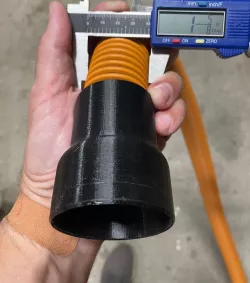 2.5" shop vac (male) to 1.625" (1⅝") threaded hose fitting