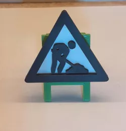 Road sign man at work