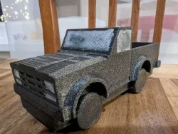 Toy car with fluorescent windows and moving wheels