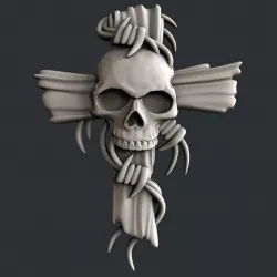 3d STL models for CNC cross with skull 3D model