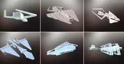 6 Sci-Fi War spaceships collection Low-poly  3D model