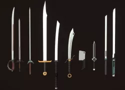 7 PBR Swords Low-poly  3D model