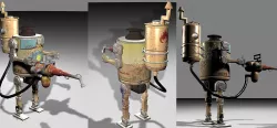 A steampunk style robot Low-poly  3D model