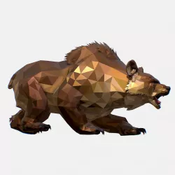 Animated Low Poly Art Brown Bear Low-poly  3D model