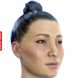 Average Asian Female Head Low-poly  3D model