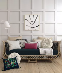 Bamboo sofa rattan chair sofa wicker sofa knit blanket scene 3D model