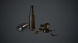 Brown Glass Broken Bottles PBR Game Ready Low-poly  3D model