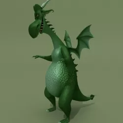Cartoon Dragon Green and Red 3D model