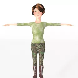 Cartoon Military Girl Low-poly  3D model