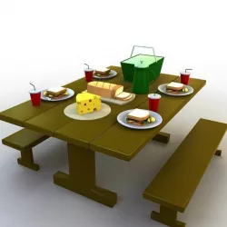  Cartoon Picnic Table 3D model