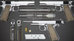 Colt M1911 A1 Chrome - PBR Game-Ready Low-poly  3D model