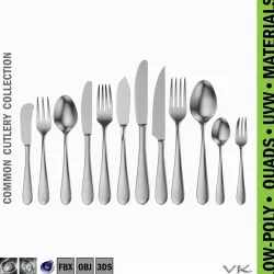Common Cutlery Set 12 Pieces Low-poly  3D model