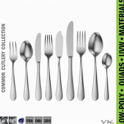 Common Cutlery Set 9 Pieces Low-poly  3D model