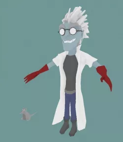 Crazy Scientist and Nerdy Mouse Low-poly  3D model