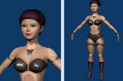 Cyborg Girl toon character Low-poly  3D model