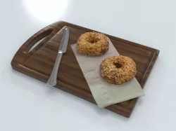 Donuts on Wood Board 3D model