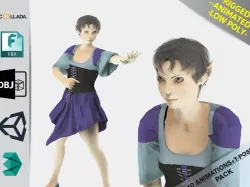 Elf Woman Animation Pack Low-poly  3D model