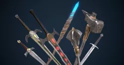 Fantasy Weapon Pack PBR Low-poly  3D model
