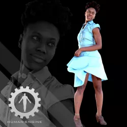 Female Scan - Tiana in Blue Dress Low-poly  3D model