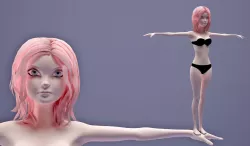 girl in Black Bikini cartoon Low-poly  3D model