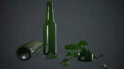 Green Glass Broken Bottles PBR Game Ready Low-poly  3D model