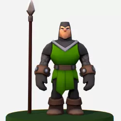 Handpaint Cartoon Medieval Footman Character Low-poly  3D model
