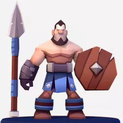 Handpaint Cartoon Medieval Spearman Wood Shield Low-poly  3D model