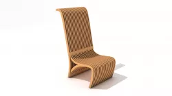 Light Wooden Slatted Chair 3D model