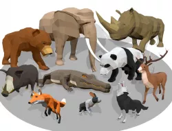 Low Poly Animals Africa Cartoon Collection - Animated 01 Low-poly  3D model