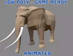 Low Poly Elephant 3D Model - Animated  Low-poly  3D model